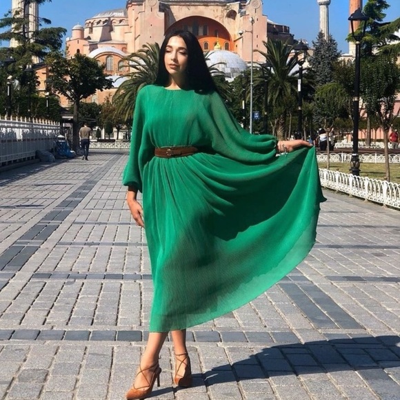 NWT ZARA BLOGGERS FAVORITE PLEATED SATIN DRESS - Picture 5 of 8